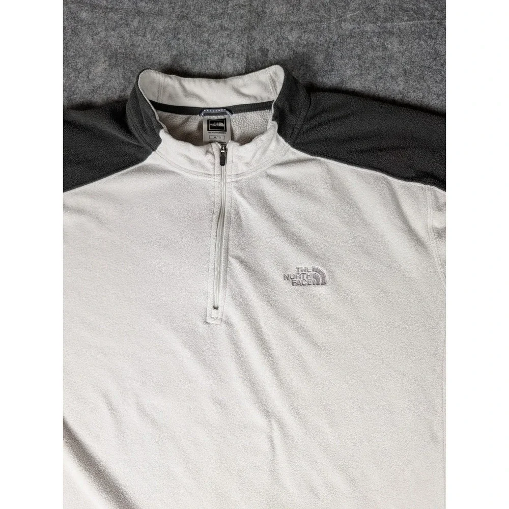 The North Face Mens Quarter Zip Fleece Pullover Grey Colorblock TKA 100 XL